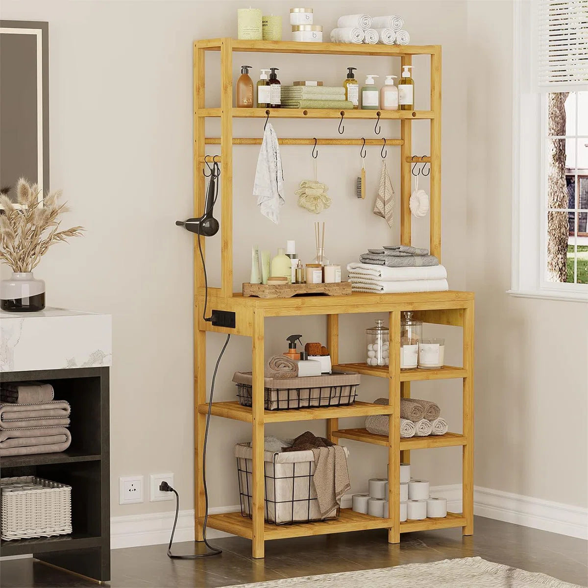 Kitchen Racks: 10-hook Kitchen Utility Storage Shelf, and 8-Tier Microwave Stand