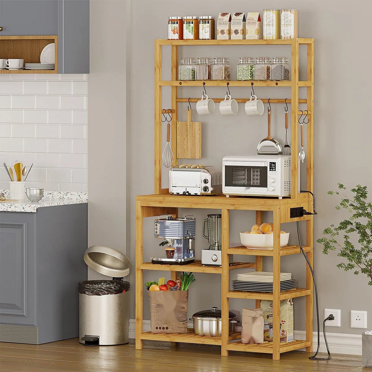 Kitchen Racks: 10-hook Kitchen Utility Storage Shelf, and 8-Tier Microwave Stand