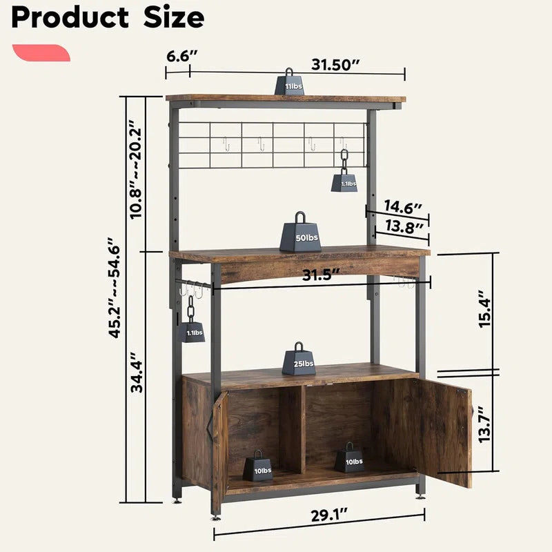 Kitchen Racks: Rolling coffee bar shelf, kitchen microwave stand on wheels, and baker's racks with cabinet