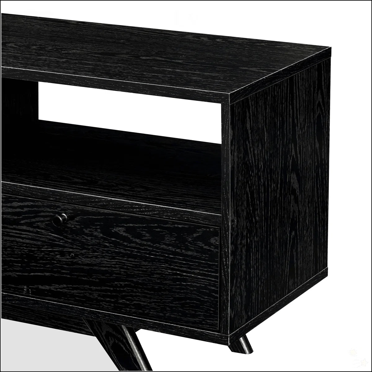 tv panel: 70" TV stand fits 78" screens, features three dropdown storage doors