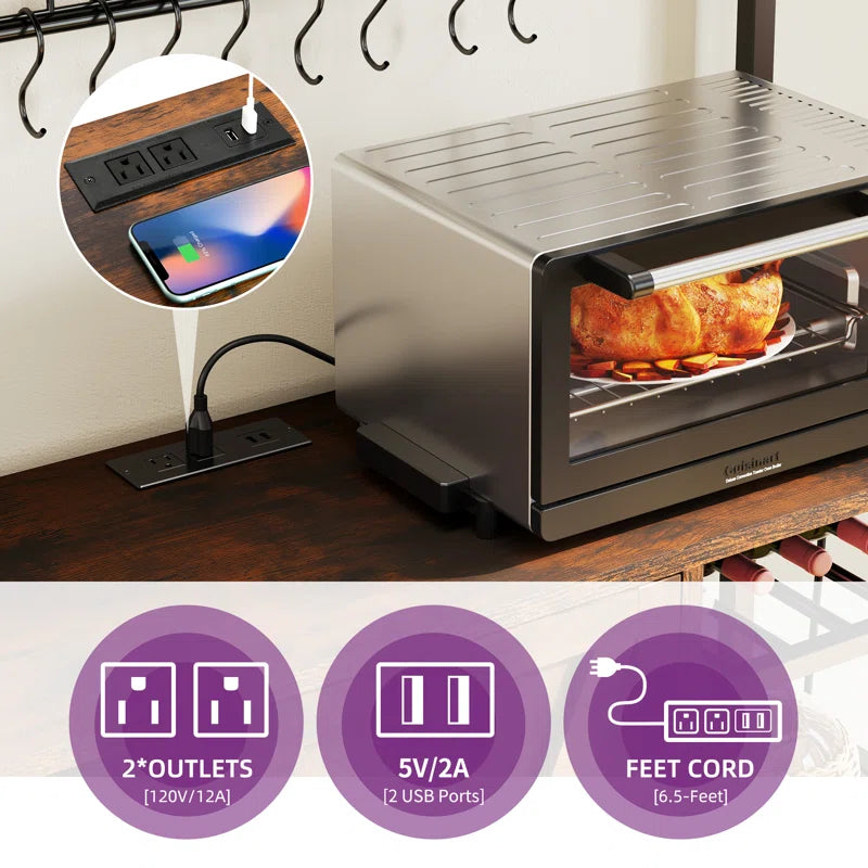 Kitchen Racks: 47.24'' Wood Baker's Rack Compatible with Microwaves