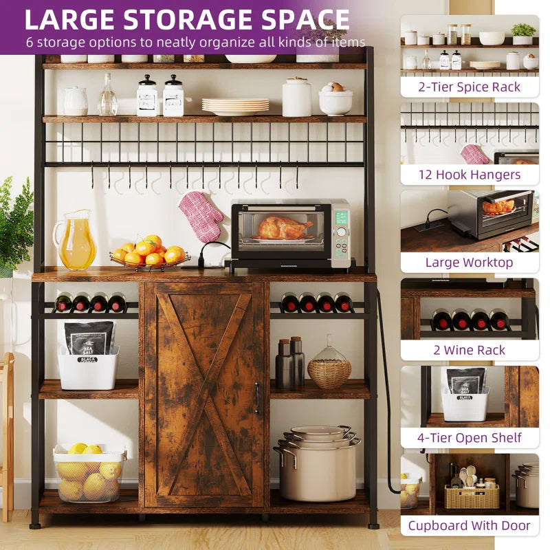 Kitchen Racks: 47.24'' Wood Baker's Rack Compatible with Microwaves