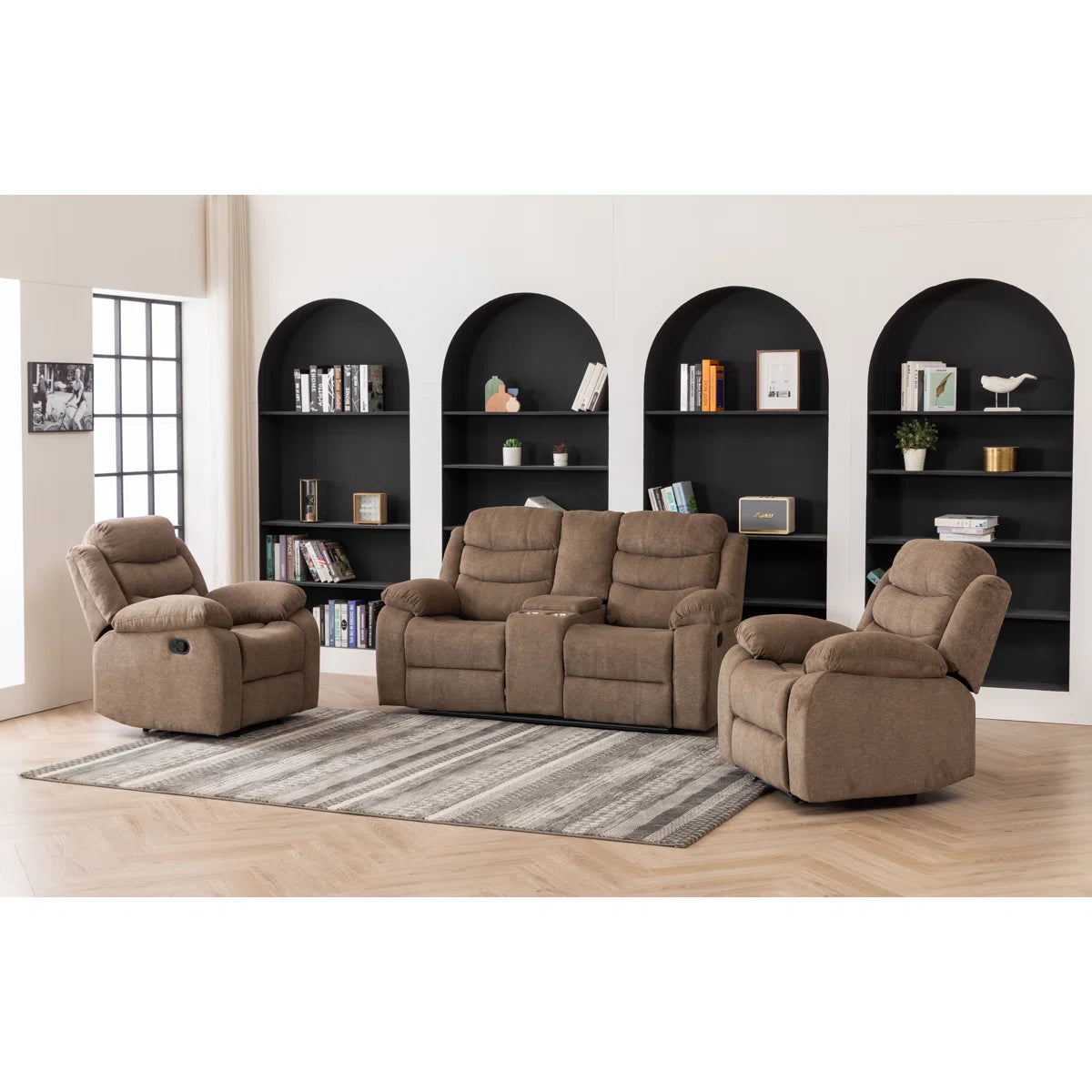 7 Seater Sofa Set: 3-Piece Living Room Set with Classic Sofa