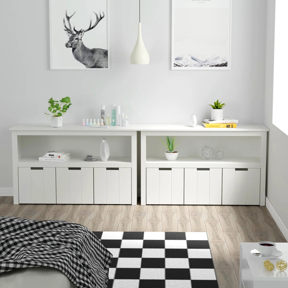 Kids Toy Storage Unit: 3-Bin Bookcase with Open Shelf and Wheels