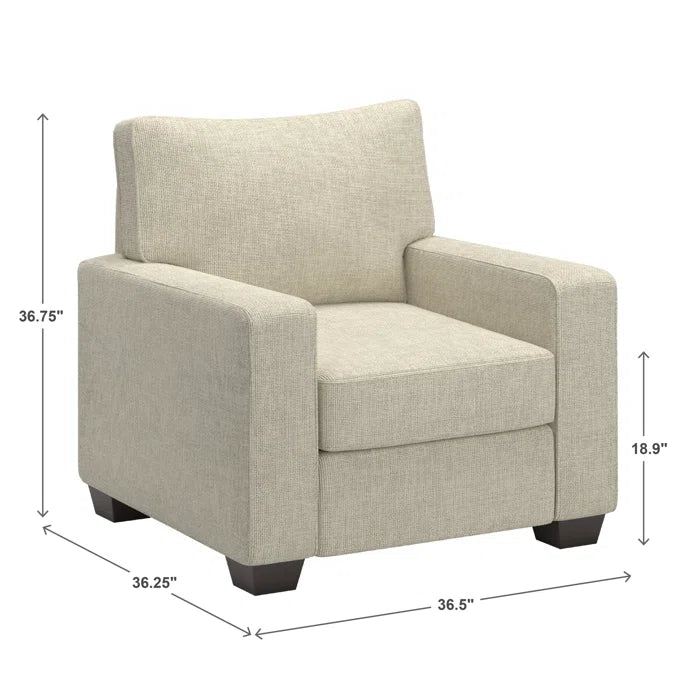 7 Seater Sofa Set: Modern Fabric Upholstered Sofa Set with Chair (cream)