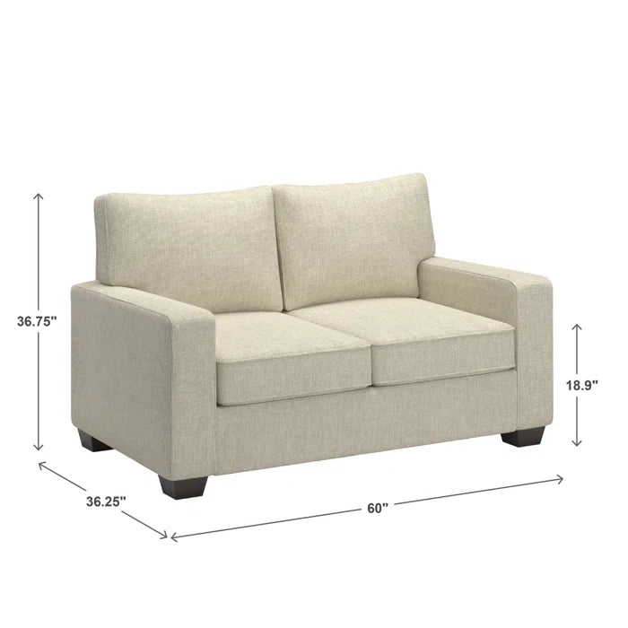 7 Seater Sofa Set: Modern Fabric Upholstered Sofa Set with Chair (cream)