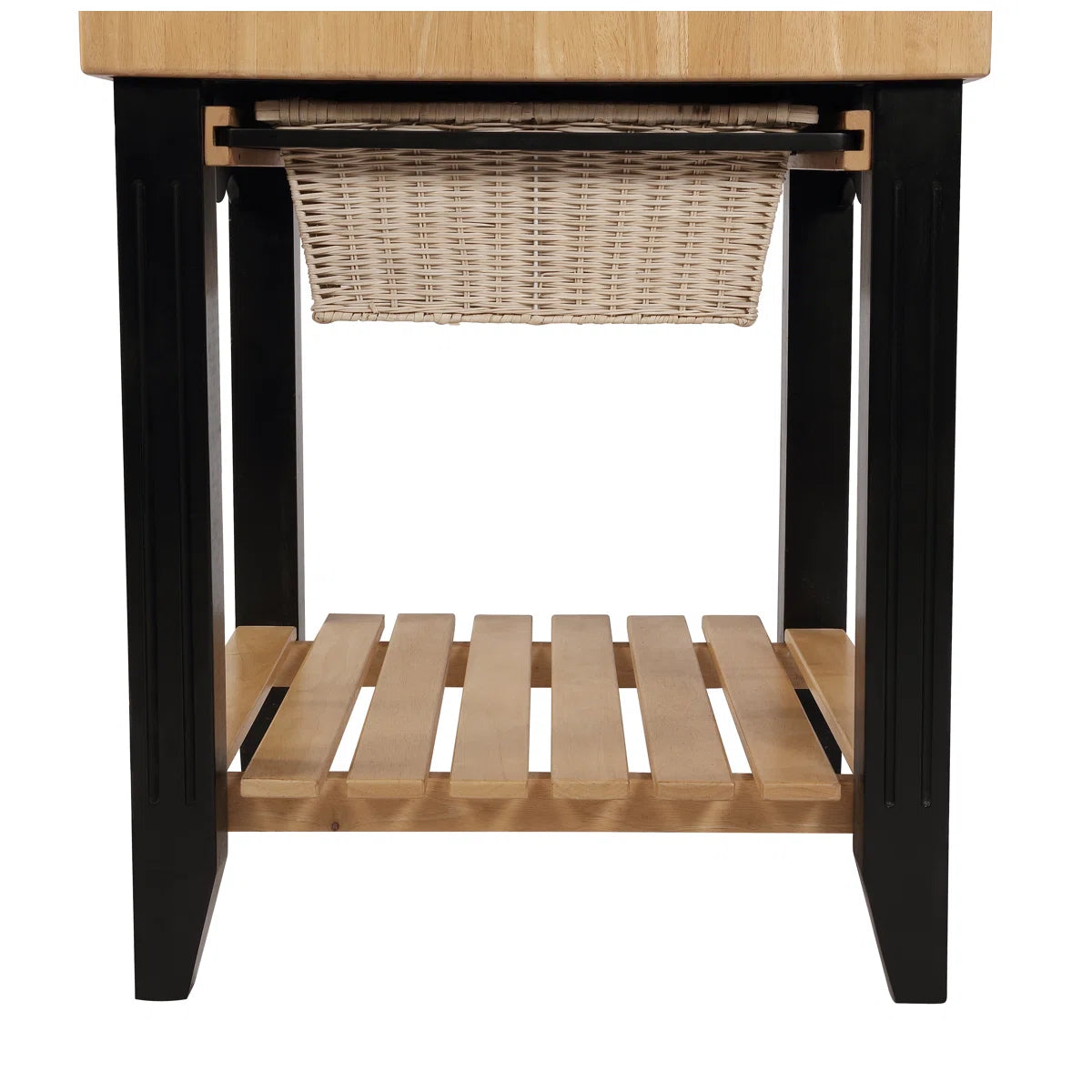 Kitchen Island Table with Baskets & Hooks Traditional Butcher Block– Acacia & Rubberwood
