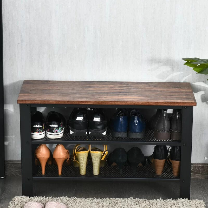 Shoe Rack: Black/Brown 8 Pair Shoe Rack