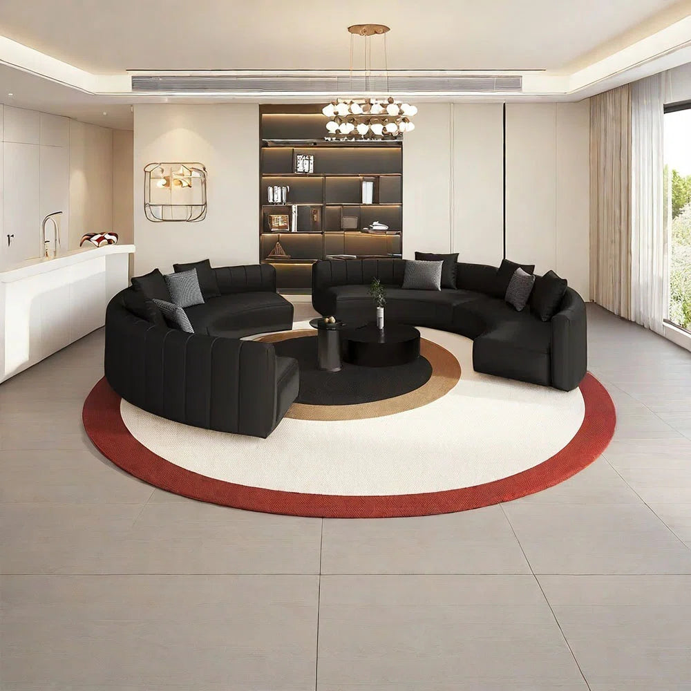 7 Seater Sofa Set: Semi-Circular Arc Chaise Sofa for Office & Lounge Spaces