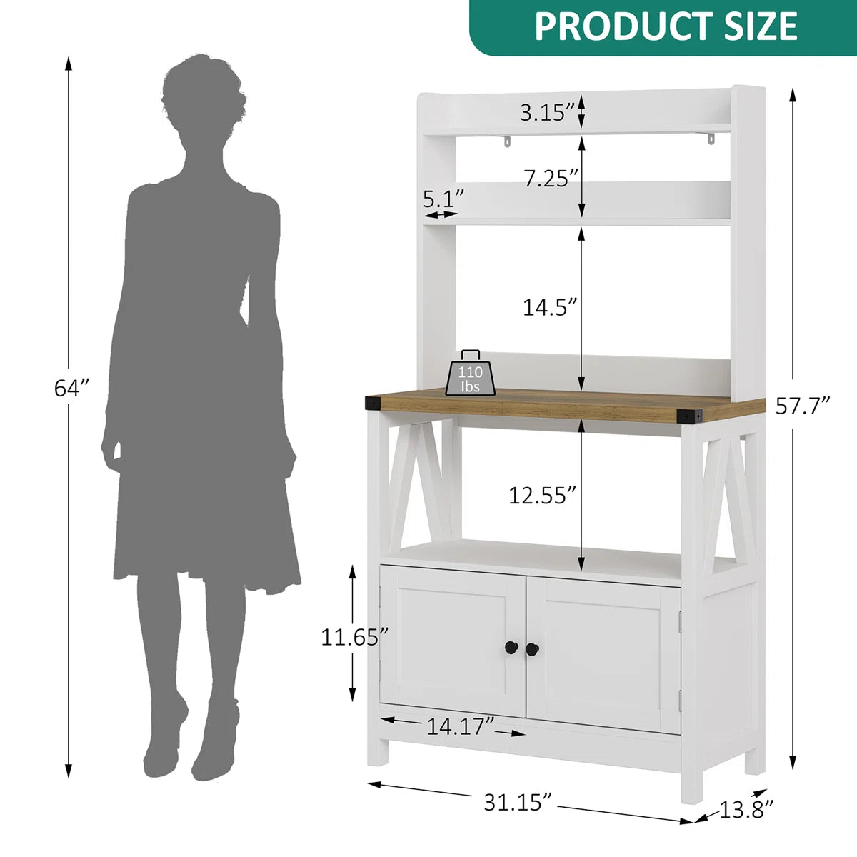 Microwave Stands: 31.15'' Wooden Microwave Stands – Multi-Tier Baker’s Rack with Storage