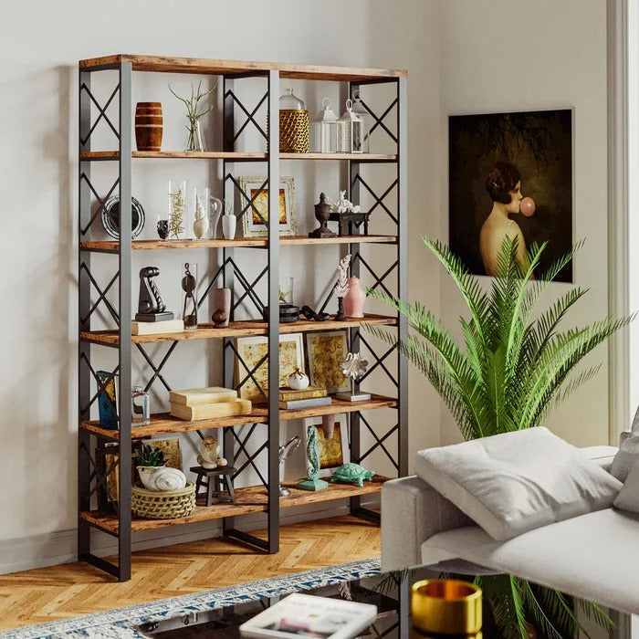 Bookshelf: Black-Finished Metal Frame And MDF Board