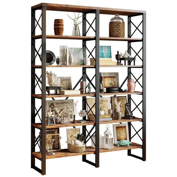 Bookshelf: Black-Finished Metal Frame And MDF Board