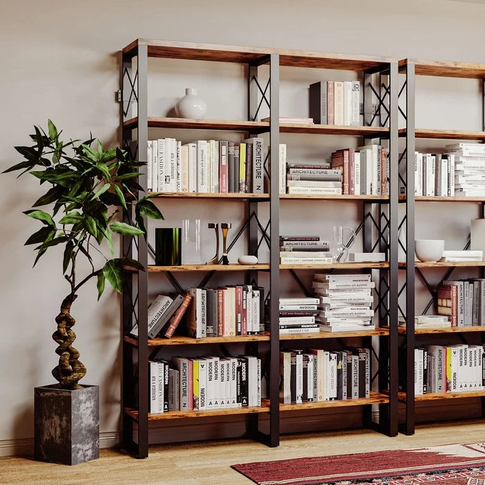 Bookshelf: Black-Finished Metal Frame And MDF Board