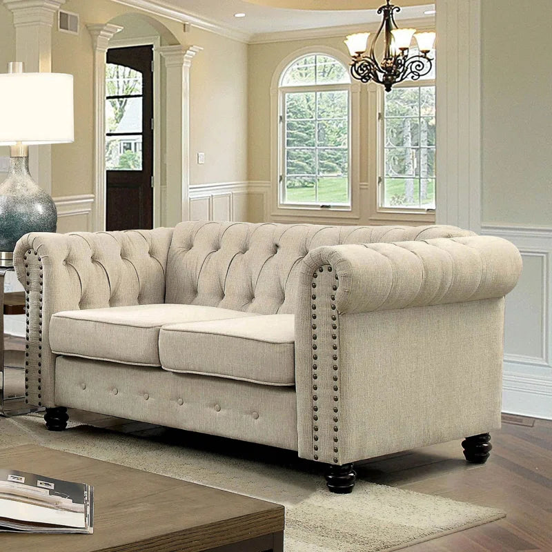 Luxury Sofa Sets: Chesterfield 2+3 Seater Sofa Set with Rolled Arms & Tufted Detailing