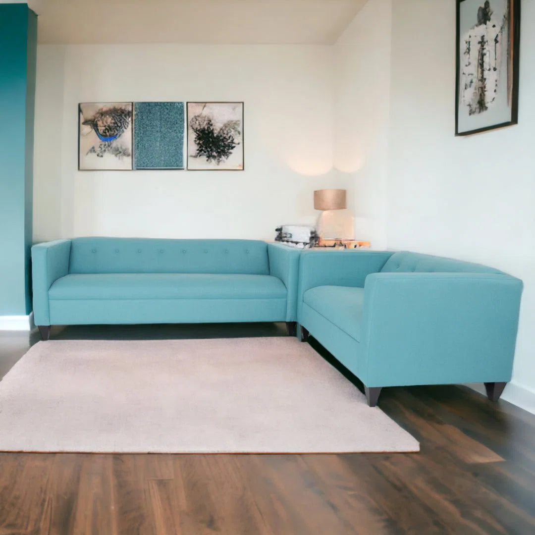 7 Seater Sofa Set: Loveseat & Sofa Set with Solid Wood Frame for Living Room & Bedroom
