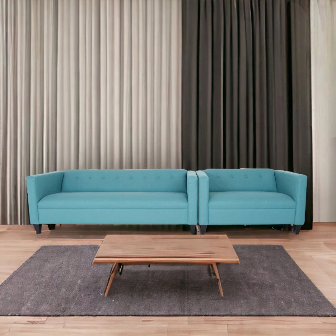 7 Seater Sofa Set: Loveseat & Sofa Set with Solid Wood Frame for Living Room & Bedroom