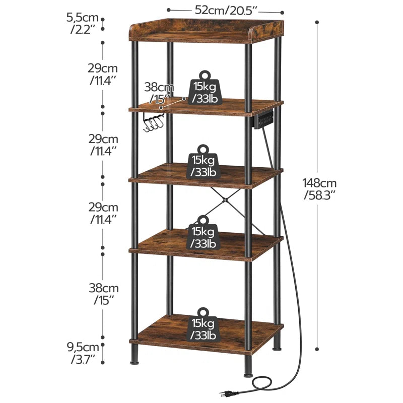 Microwave Stands: 20.5'' Metal Baker's Rack with Microwave Hutches