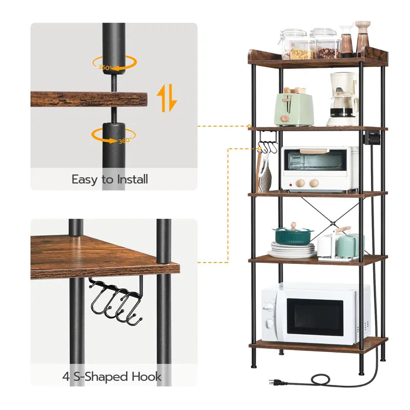 Microwave Stands: 20.5'' Metal Baker's Rack with Microwave Hutches