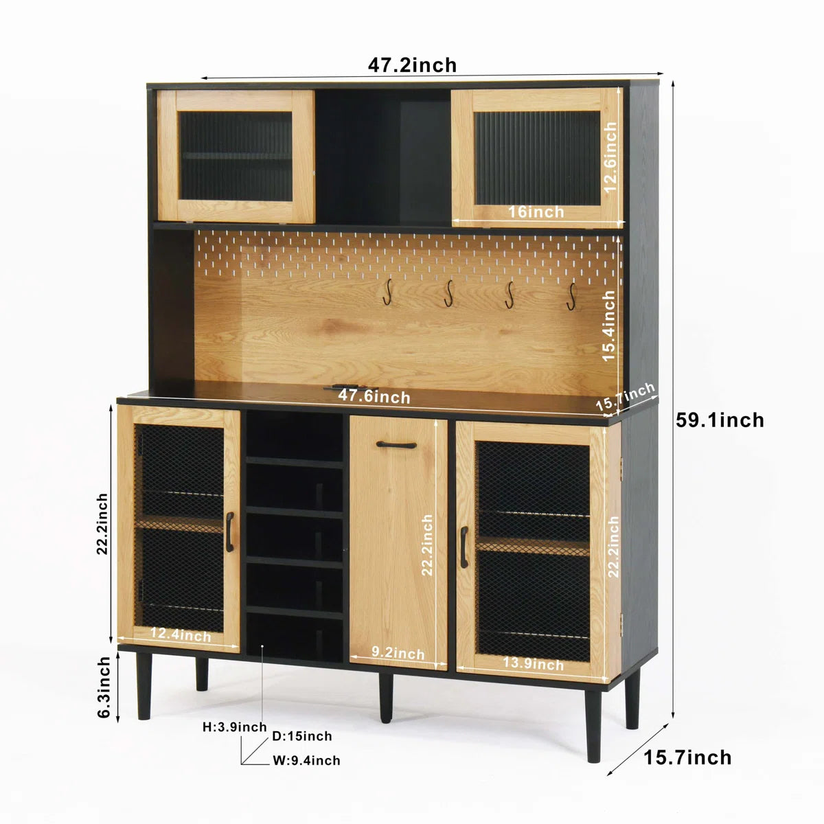Microwave Stands: Sideboard Buffet Cabinet with Built-in Power Outlet and Storage Door
