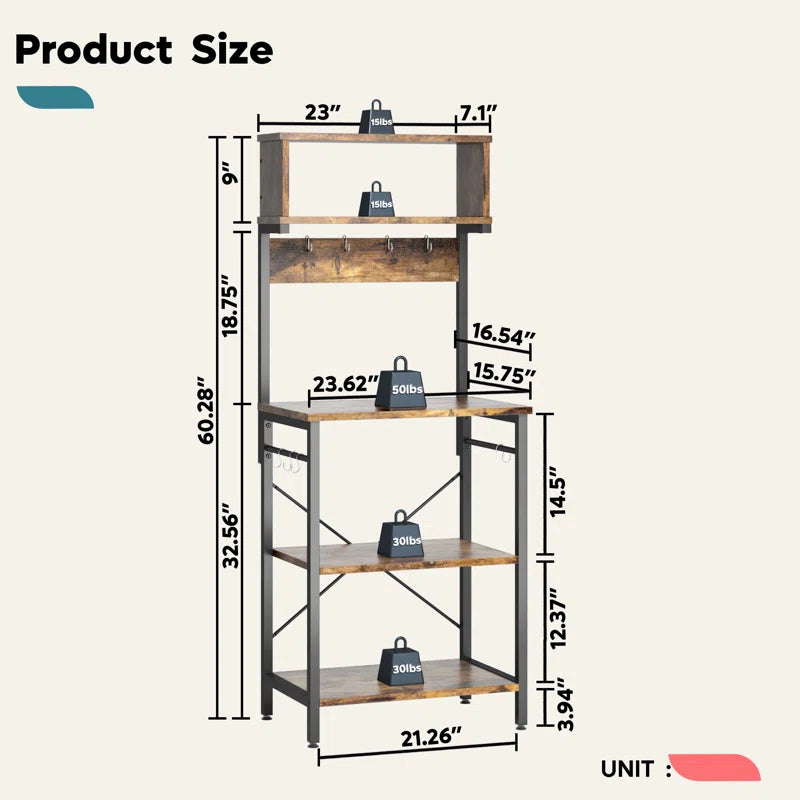 Kitchen Racks: 23'' Standard Baker's Rack Made of Steel and Compatible with Microwaves