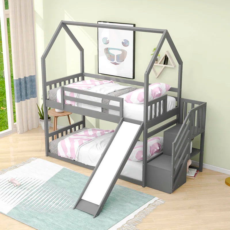 Bunk Bed: Standard Kids Bed with Slide and Shelf