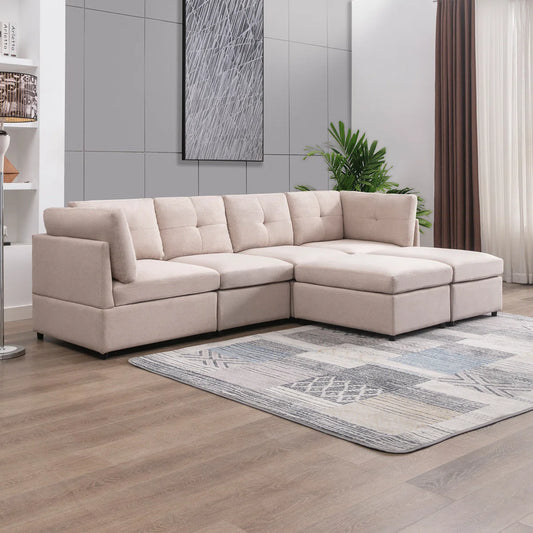 7 Seater Sofa Set: 118.11" Upholstered Sofa with Chaise for Modern Living Rooms