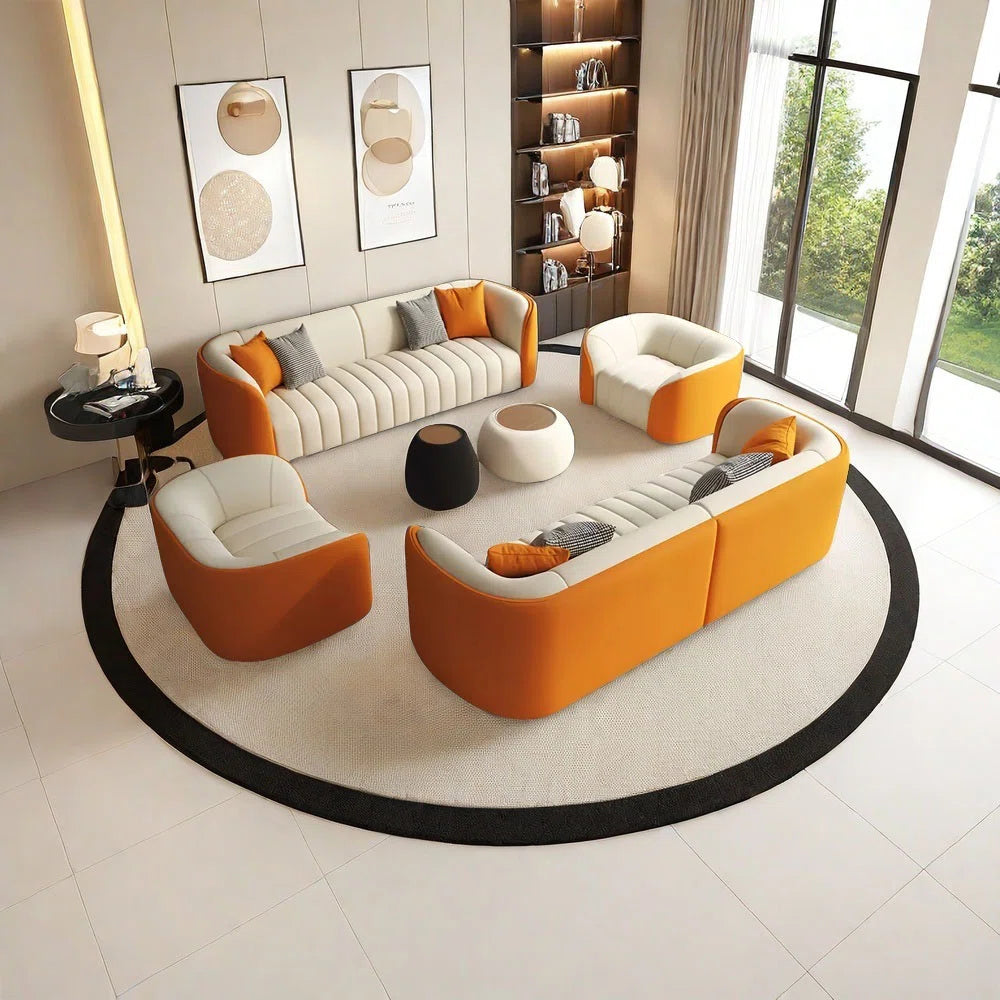 7 Seater Sofa Set: Light Luxury Sofa for Office Spaces