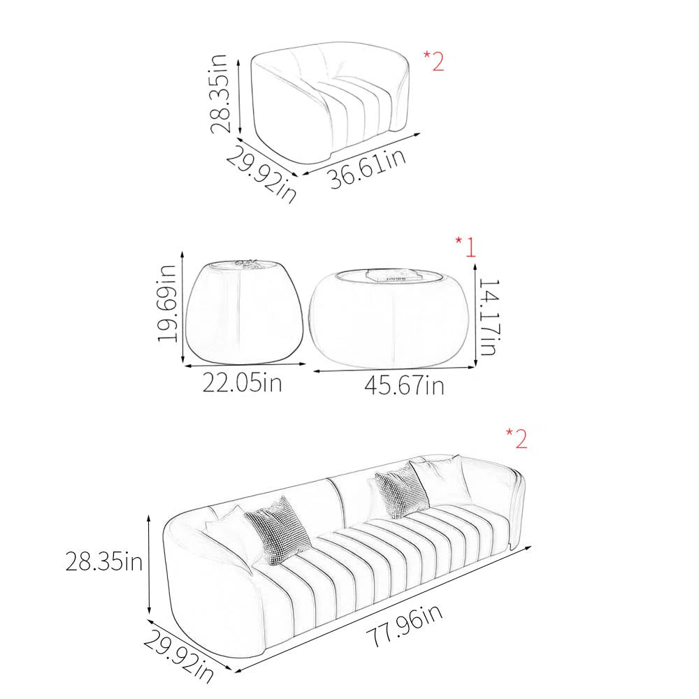 7 Seater Sofa Set: Light Luxury Sofa for Office Spaces