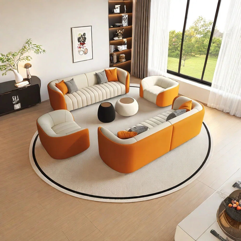 7 Seater Sofa Set: Light Luxury Sofa for Office Spaces