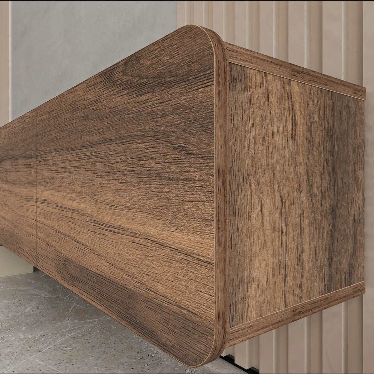 tv panel: Modern wall-mounted media console holds up to 78" TVs effortlessly