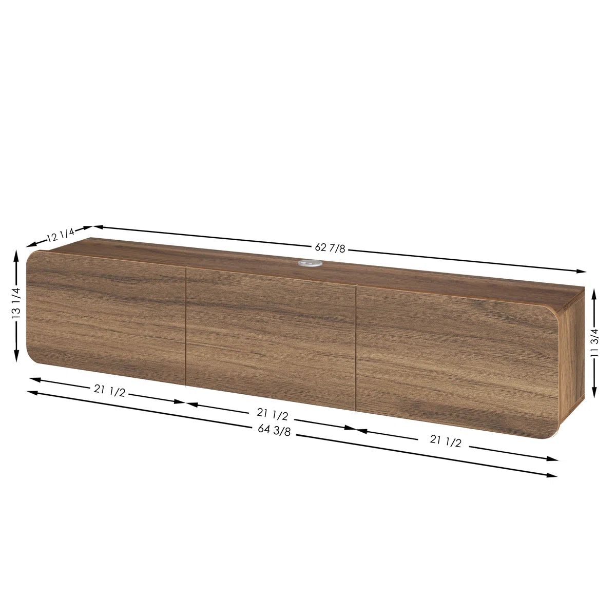 tv panel: Modern wall-mounted media console holds up to 78" TVs effortlessly