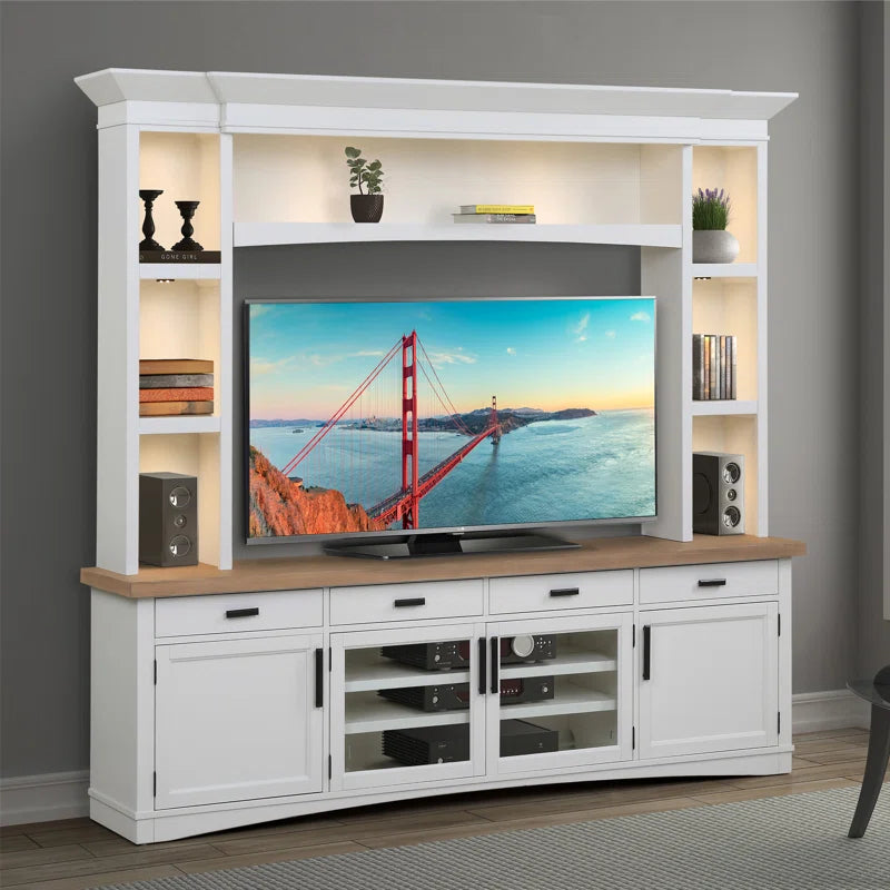 tv panel: 70" TV Wall Unit with Cabinets, Shelves, and Elegant Wood Finish