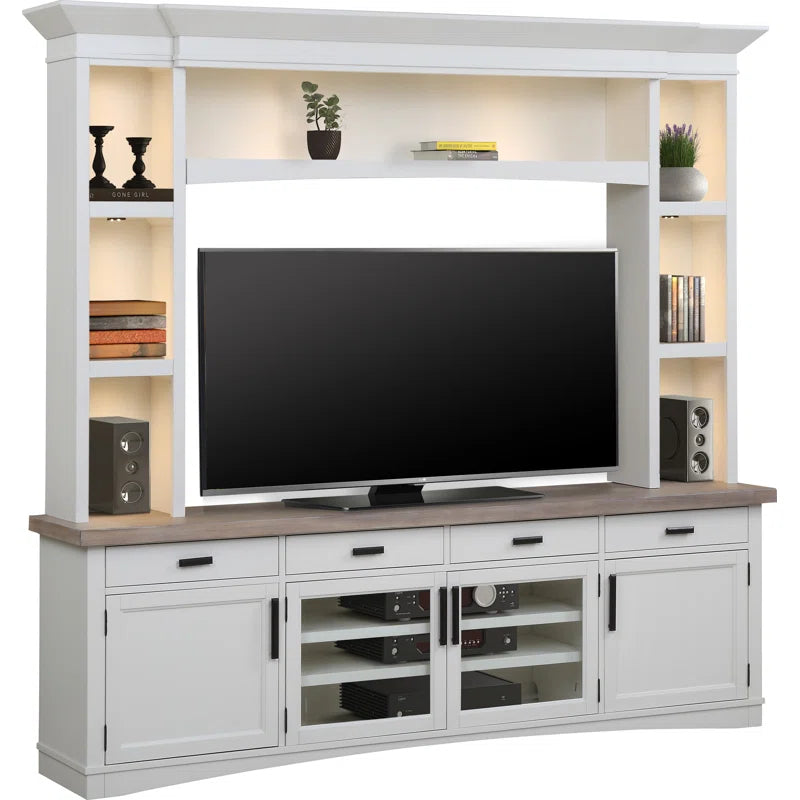 tv panel: 70" TV Wall Unit with Cabinets, Shelves, and Elegant Wood Finish
