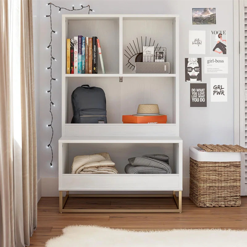 Kids Toy Storage Unit: 27.19'' Wide Charlie Multi-use Organiser & Bookcase with Worktop & Shelves