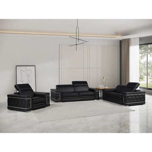 Luxury Sofa Sets: 3-Piece Italian-Inspired Genuine Leather Living Room Set