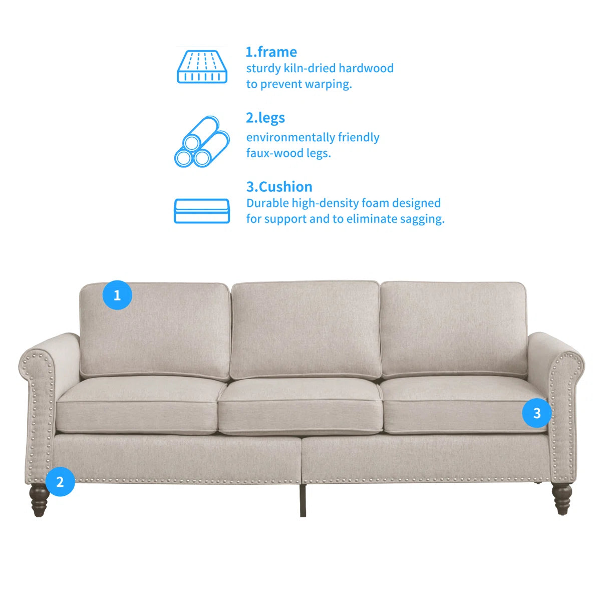 Luxury Sofa Sets: Balus 2-Piece Mid-Century Micro-Fabric Sofa Set for Compact Living Spaces