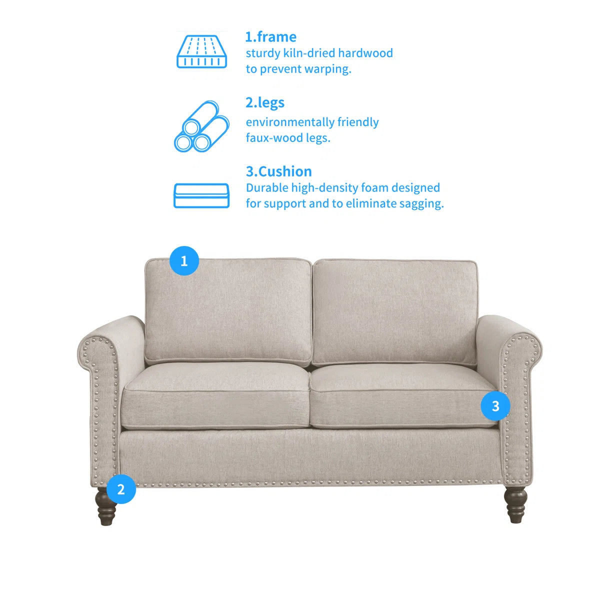 Luxury Sofa Sets: Balus 2-Piece Mid-Century Micro-Fabric Sofa Set for Compact Living Spaces