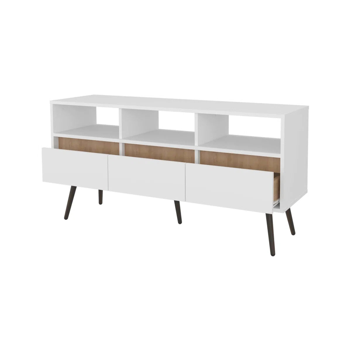 tv panel: Charming tv panel with Multiple Drawers and Shelves for Organized Entertainment