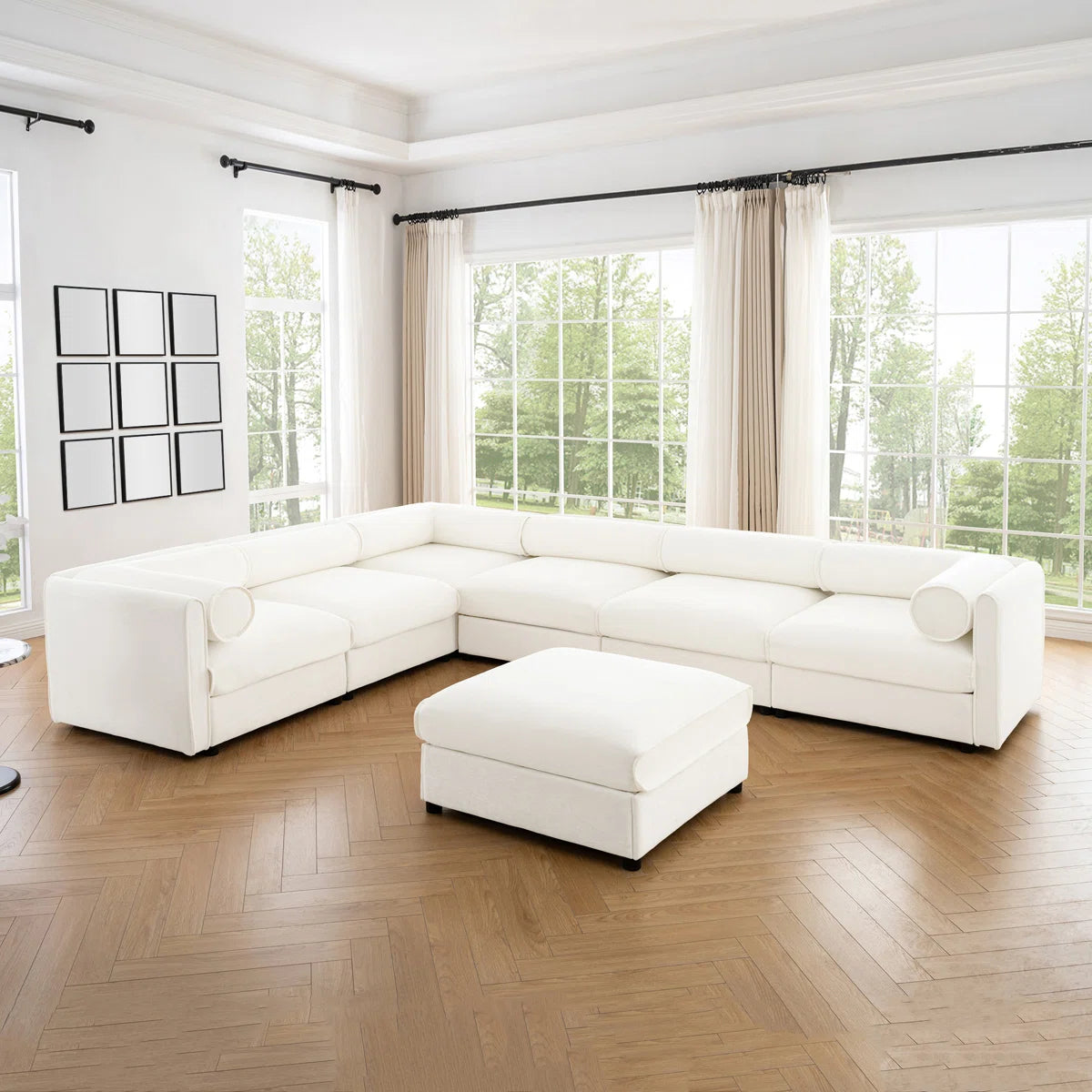 7 Seater Sofa Set: Chenille Living Room Modular Sectional Sofa