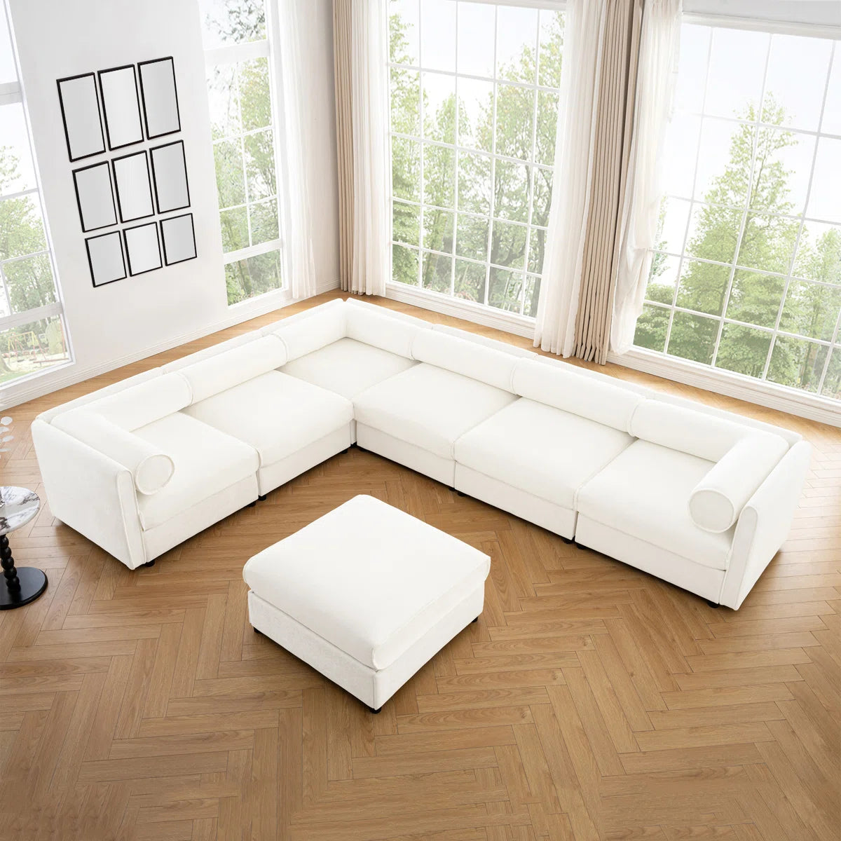 7 Seater Sofa Set: Chenille Living Room Modular Sectional Sofa
