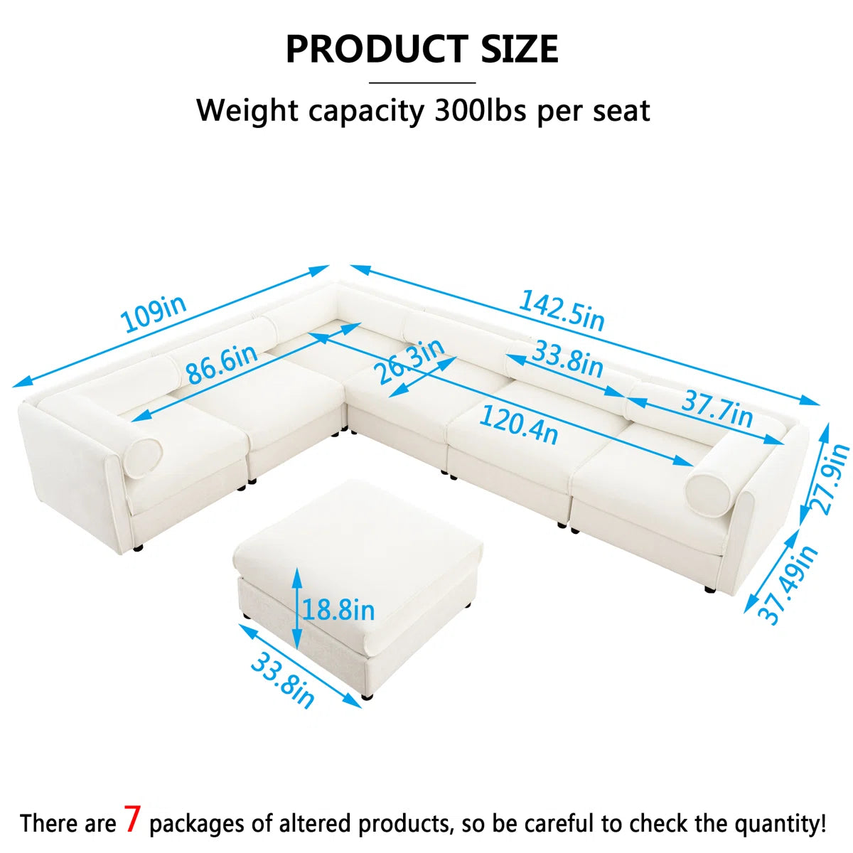 7 Seater Sofa Set: Modular Sectional Sofa for Living Room