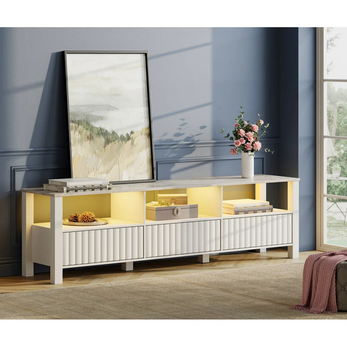 tv panel: Modern tv panel for TVs up to 75 Inches with Storage