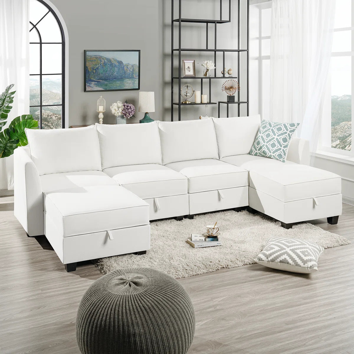 7 Seater Sofa Set: Modular U-Shaped Sectional with Reversible Chaise