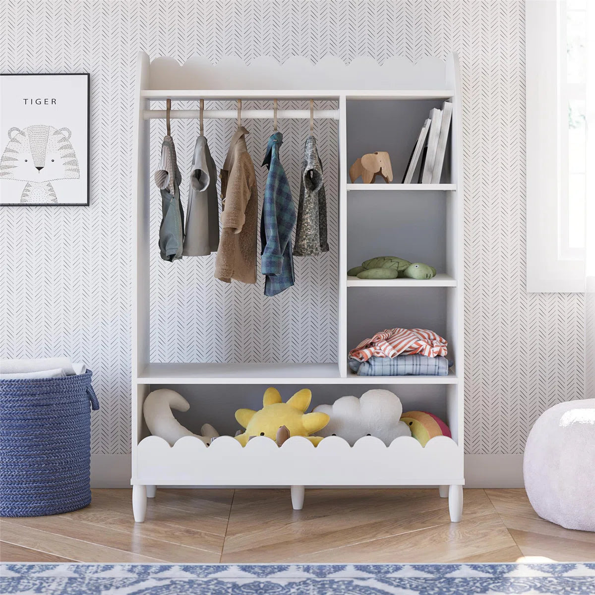 Kids Toy Storage Unit – Max & Finn Cloud Dress-Up Organiser with Shelves & Garment Rack