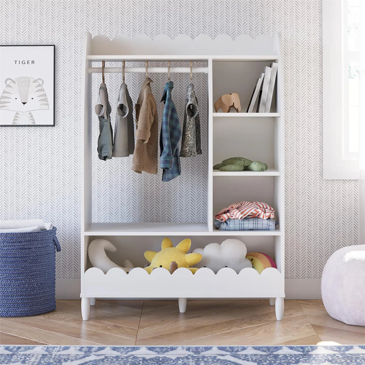 Kids Toy Storage Unit – Max & Finn Cloud Dress-Up Organiser with Shelves & Garment Rack