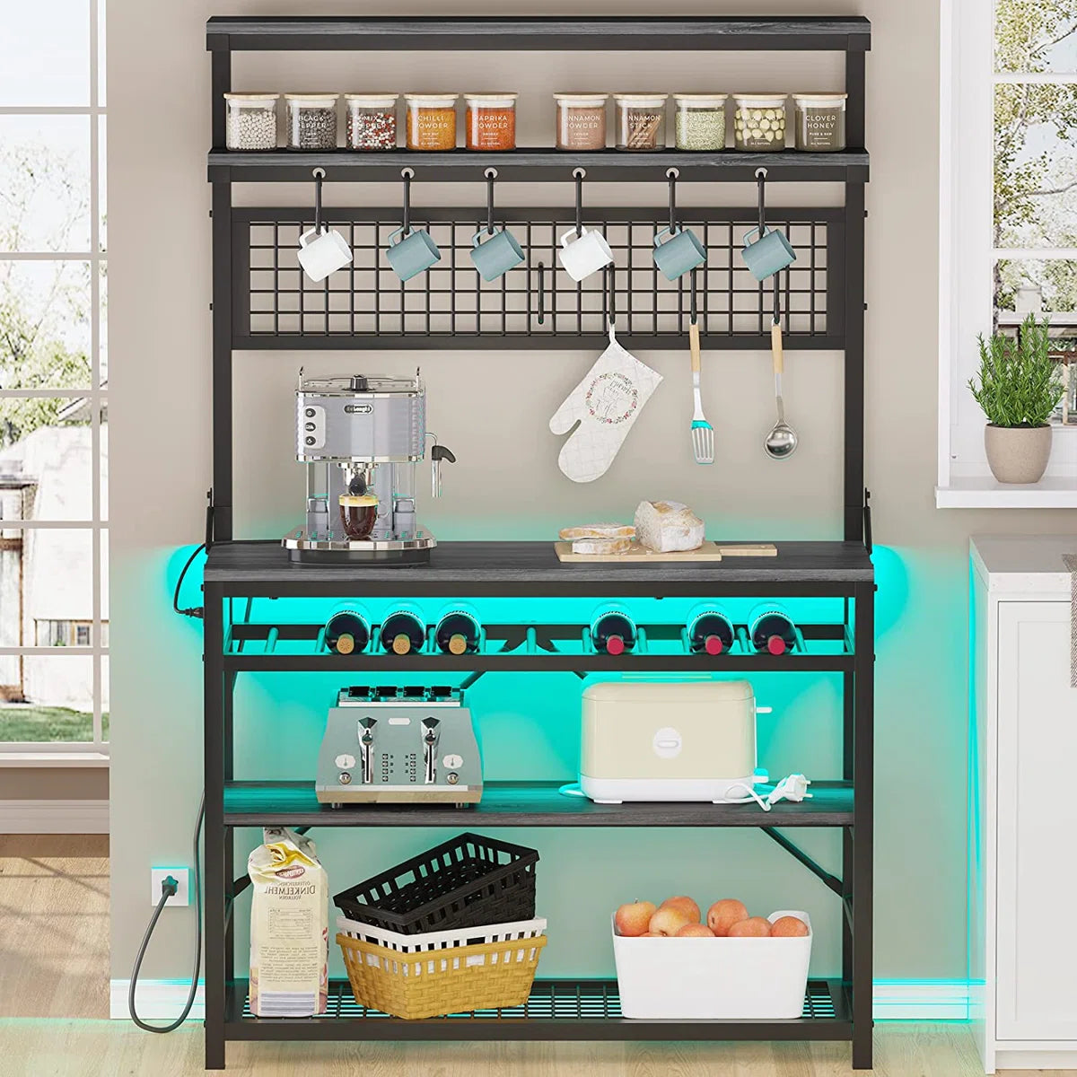 Kitchen Racks: 35.4'' Standard Baker's Rack Made of Wood and Compatible with Microwaves