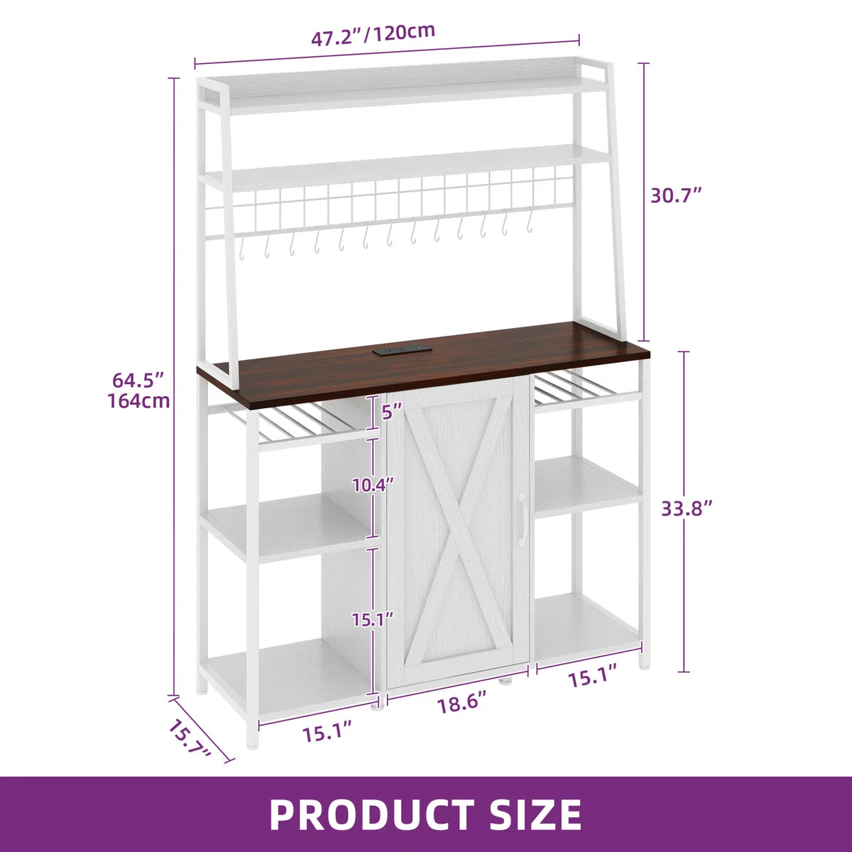 Kitchen Rack: Coffee Bar Cabinet, Baker's Rack, and Wine Rack with Microwave Stand