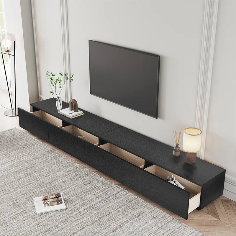 tv panel: Modern Wood TV Stand with 4 Spacious Storage Drawers