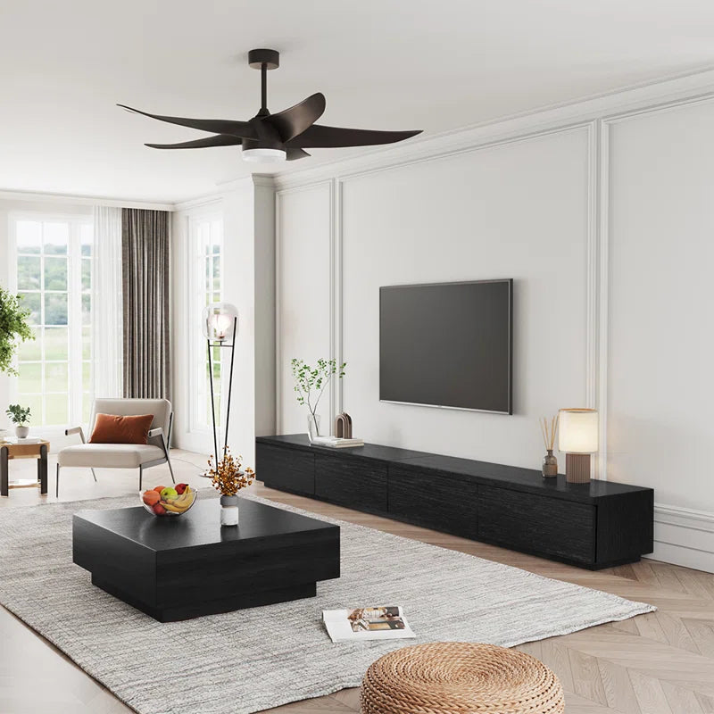 tv panel: Modern Wood TV Stand with 4 Spacious Storage Drawers
