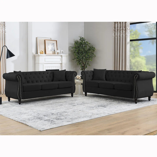 7 Seater Sofa Set: Tufted 3-Seater for Modern Sofa Set